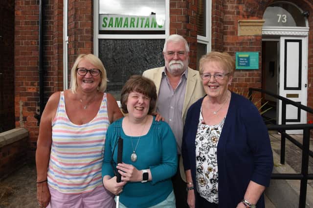 Members of Wigan Samaritans get ready to celebrate 50-years of service in the borough, from left: Pauline Westwood, Annick Morris, Graham Hicks and Dawn Jones