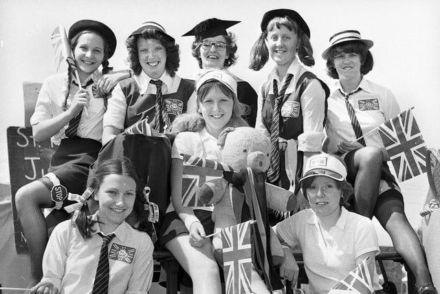 Haigh Ranger Guides go back to school at Wigan Carnival on Saturday 28th of May 1977.