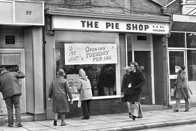 A new pie shop opens on Market Street, Wigan, on Tuesday 14th of February 1978.