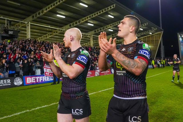 Liam Farrell and Brad O'Neill thank the travelling supporters.