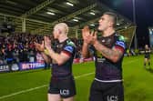 Liam Farrell and Brad O'Neill thank the travelling supporters.