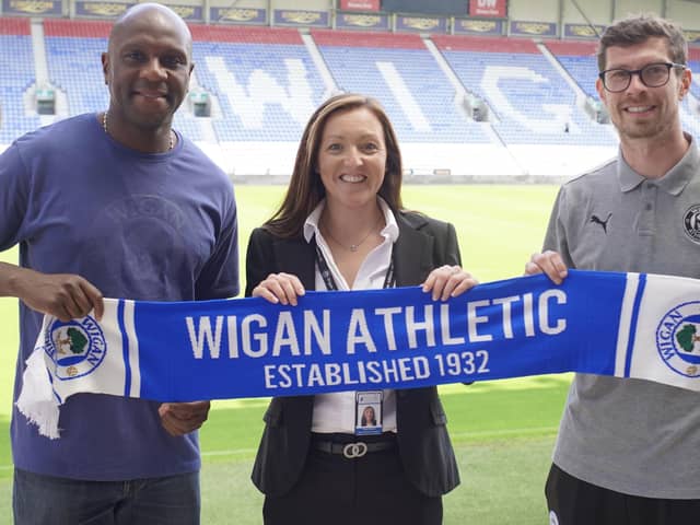 Martin Fitzsimons with Emmerson Boyce and Hayley Sherratt