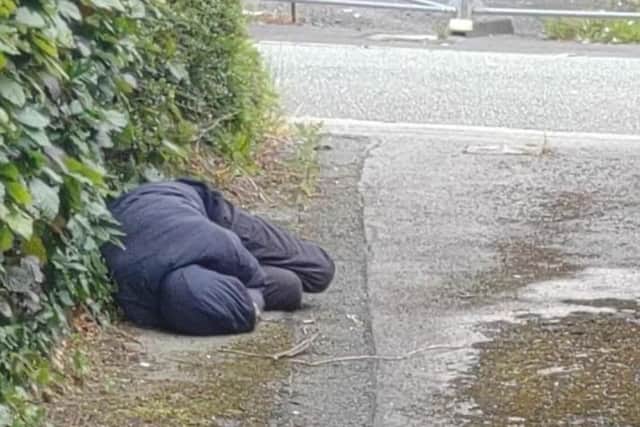 A homeless person at Saddle Court in Wigan