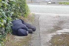A homeless person at Saddle Court in Wigan
