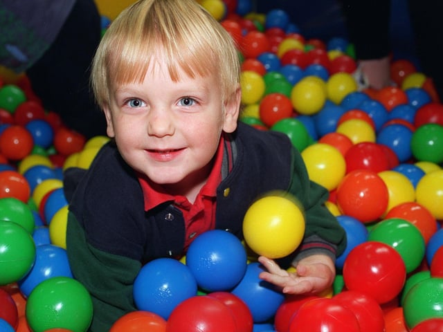 Big smiles from Robert Ashton, aged two. from Standish, as he plays in the ball pit at Alphabet Zoo the children's adventure playground after its opening