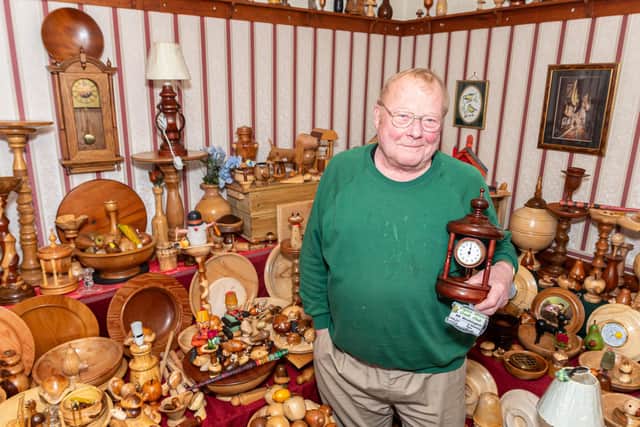 Fred Worthington with about a third of his creations that he wants to sell off