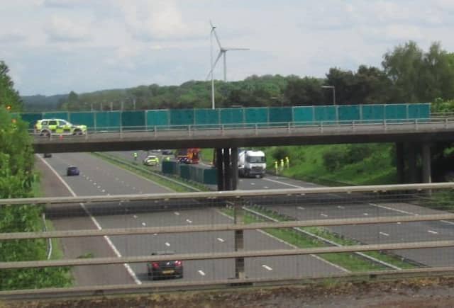 The scene of the fatal tragedy on the M58 yesterday