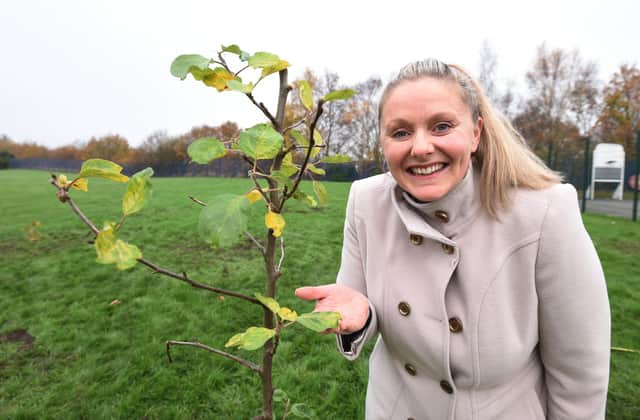 Deputy headteacher Jennifer Kilshaw at the opening of the Queen Elizabeth II Remembrance Garden