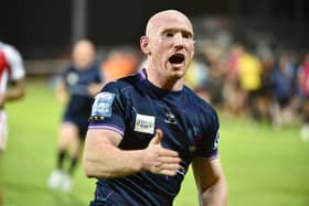 Liam Farrell celebrates scoring the winning try in golden point