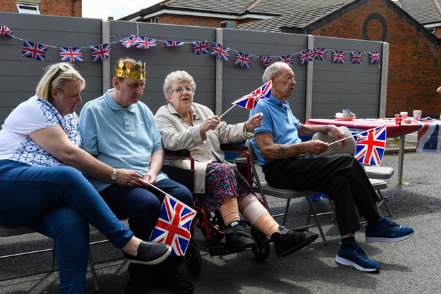 Residents and staff at the Appleby Court Nursing Home Platinum Jubilee Party in Wigan. Photo: Kelvin Stuttard