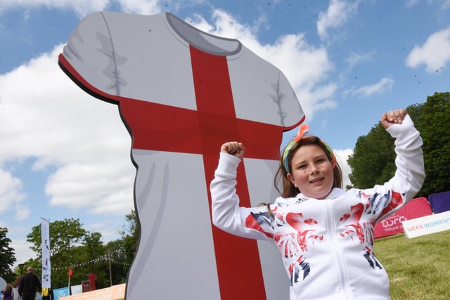 Naomi Parr, 12, enjoys the event.
Family fun at children and adults take part in the interactive workshops at the Women's Euro 2022 Roadshow, held at Mesnes Park, Wigan.