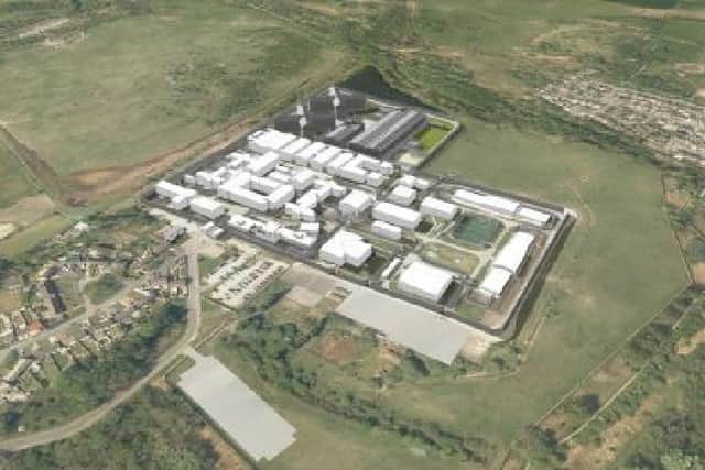 An aerial view of what an expanded Hindley Prison would look like