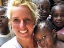 Teacher Kate Penarski with children in The Gambia
