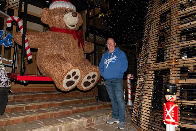 Paul Molyneux with some of the Christmas decorations at his home on Shevington Lane