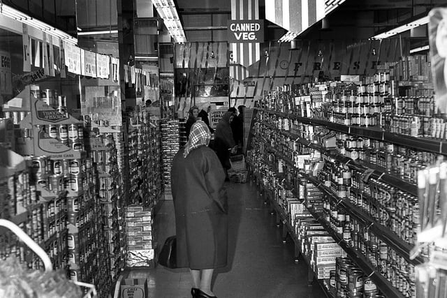 RETRO 1970 -  A peek inside Lennons supermarket on King Street, Wigan.