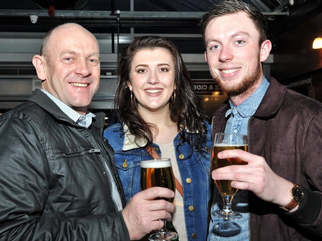 The Deveney family, pictured left, dad James with his children Amy and James