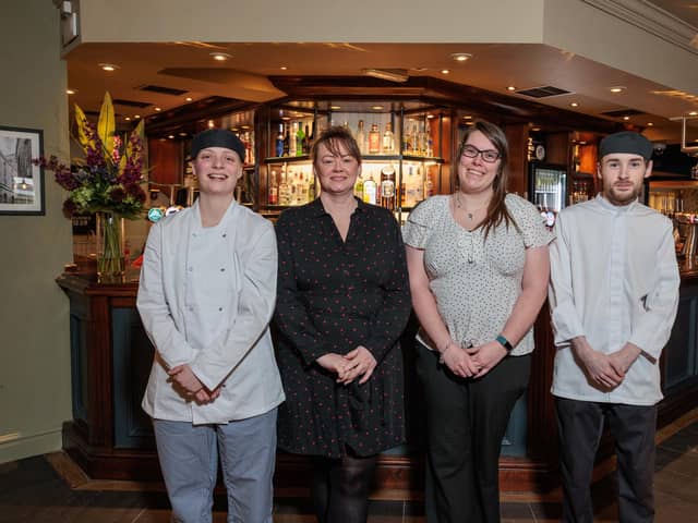 Staff at the Bulls Head in Astley: kitchen manager Daniel Mackey, general manager Tracy Long, shift supervisor Alicia Holmes and kitchen apprentice Jodie Knowles