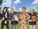Noel Fielding, Paul Hollywood, Prue Leith, and Matt Lucas from The Great British Bake Off.