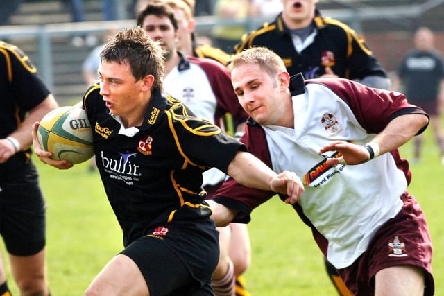 Christian Hignett makes a break for the Morley line. 