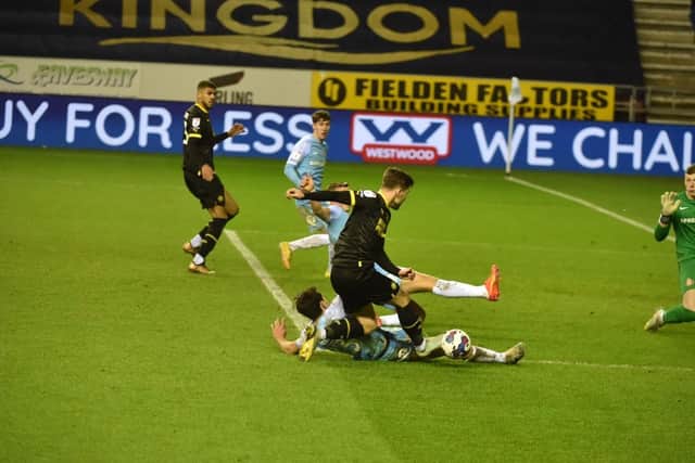 Callum Lang saw this second-half effort superbly blocked by Sunderland defender Luke O'Nien