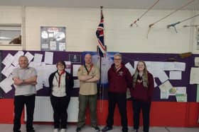 Scout leaders: Graham Mullacrane, Charlotte Mayers, Adam Richardson, John Fern, Charlotte Fern