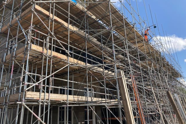 Haigh Hall is now surrounded by scaffolding as work progresses