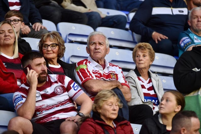 Wigan Warriors fans at the DW Stadium for the game against Salford Red Devils.