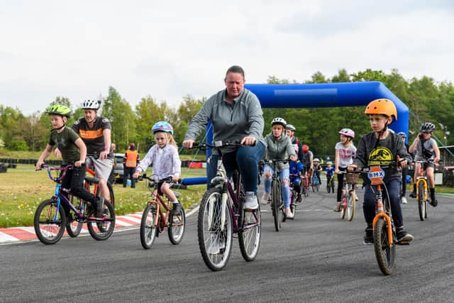 Cyclists on the Three Sisters Race Track during the event last year