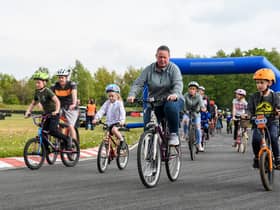 Cyclists on the Three Sisters Race Track during the event last year