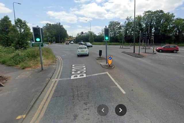 The collision scene at the junction of Church Lane and the East Lancashire Road at Lowton