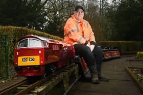 Chair of Wigan and District Model Engineering Society Lee Worthington. Feature on the Miniature Railway operated by volunteers at Wigan and District Model Engineering Society, the trains are popular with children and adults visiting Haigh Woodland Park, Wigan.