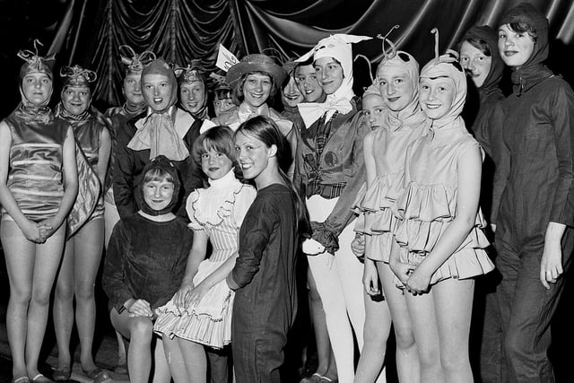 RETRO 1976 -  Members of the Barbara Fenn school of dance and drama line up for a show at the ABC Ritz Cinema Station Road, Wigan.