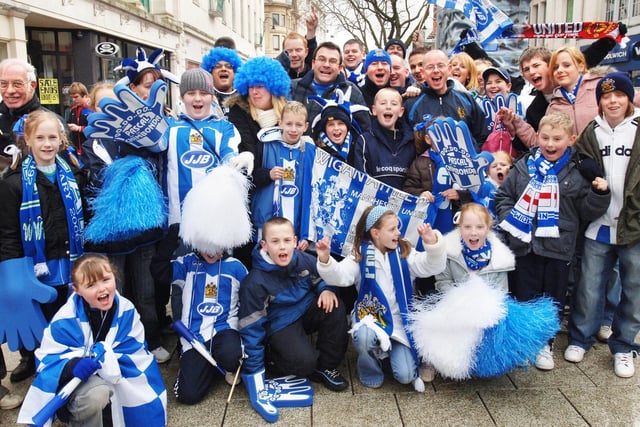 The Crawford family from Worsley Mesnes and friends at the Carling Cup Final between Wigan Athletic and Manchester United at the Millennium Stadium, Cardiff, on Sunday 26th of February 2006.
