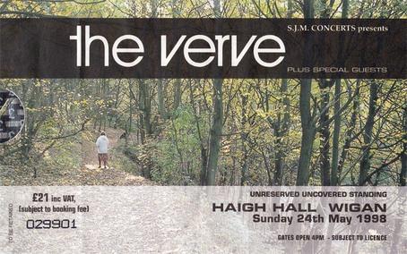 A ticket for The Verve concert at Haigh Hall