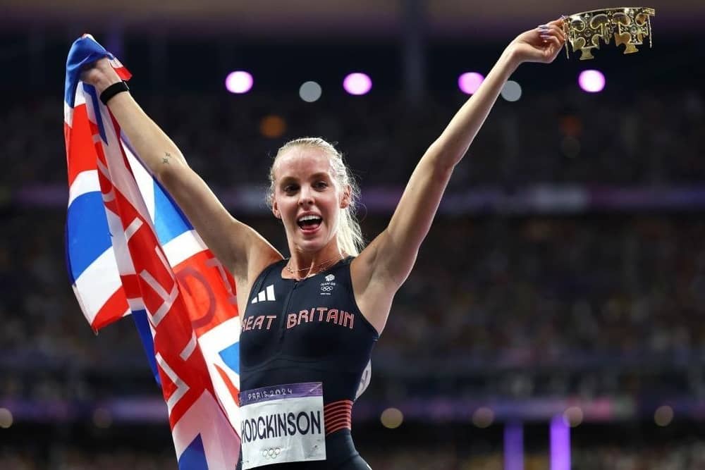 Keely Hodgkinson celebrates Olympic gold in Paris
