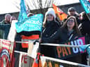 Teachers, members of the National Education Union and supporters on a picket line near Fred Longworth High School, Tyldesley, last month