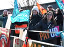 Teachers, members of the National Education Union and supporters on a picket line near Fred Longworth High School, Tyldesley, last month