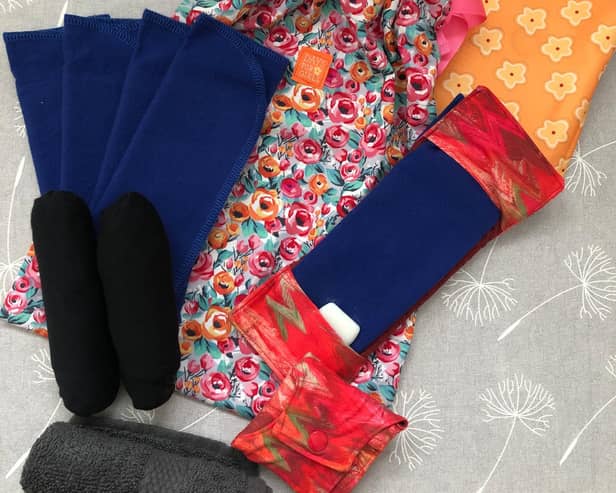 Each pack includes eight washable, reusable pads, two shields, one wash cloth/flannel, a bar of soap, two pairs of knickers, a carry pouch and a bag.