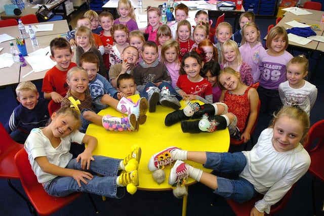 St Thomas's  School, Ashton held a  " Silly Shoe" Day for Children in Need   with the Y2 class showing off their style.