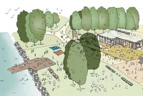 Drawings of what the proposed new visitors centre could look like at Pennington Flash in Leigh