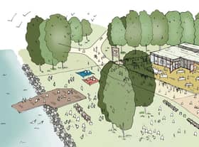Drawings of what the proposed new visitors centre could look like at Pennington Flash in Leigh