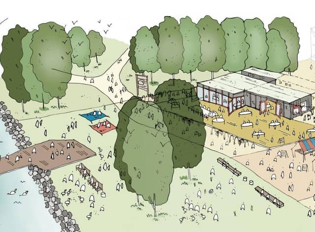 Drawings of what the proposed new visitors centre could look like at Pennington Flash in Leigh