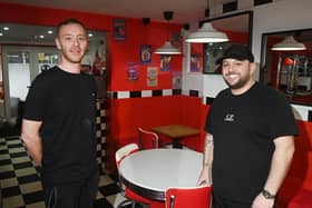 From left: Manager Cameron Brennan, left, and Director David Ashworth, right, at Ceejays Diner, previously known as Sip N Dip, Preston Road, Standish.