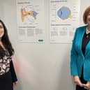 Yvonne Fovargue (right) pictured with Lois Beatty, Store Manager of Specsavers, Ashton-in-Makerfield (left)