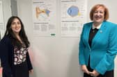 Yvonne Fovargue (right) pictured with Lois Beatty, Store Manager of Specsavers, Ashton-in-Makerfield (left)