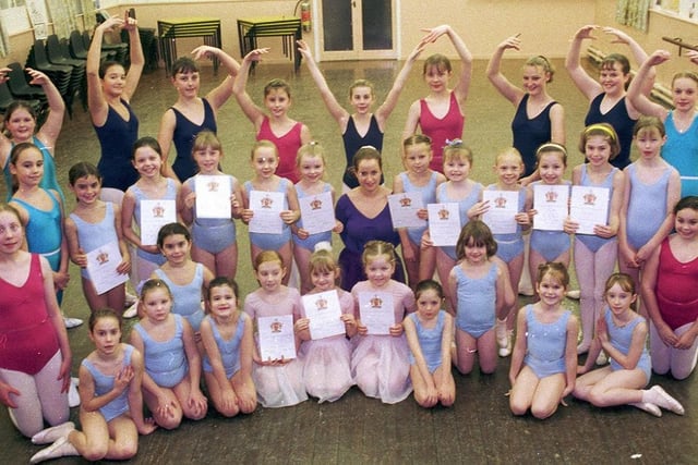 1998 Members of Miss Sutcliffe Academy of Dance with their certificates