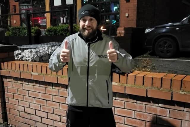 Andrew's final run was completed outside Sherrington's on Kenyon Road, Wigan