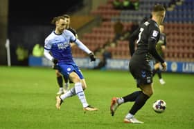 Will Keane looks for an opening in the draw against Coventry