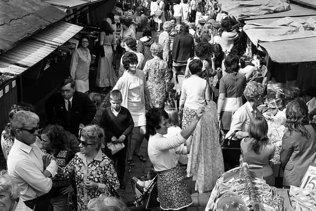 Crowds of shoppers flocked to Ashton Market in 1972