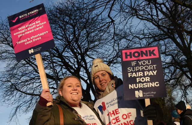 Nurses picket outside Wigan Infirmary
